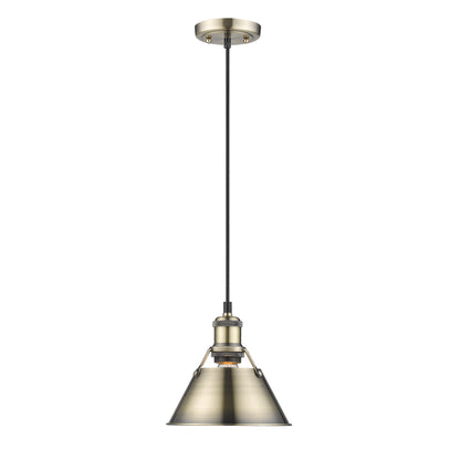 Yep by Golden Lighting Orwell 1-light 8in Pendant in Aged Brass - - Golden Lighting