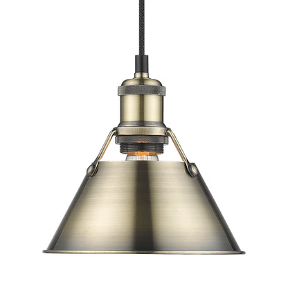 Yep by Golden Lighting Orwell 1-light 8in Pendant in Aged Brass - - Golden Lighting