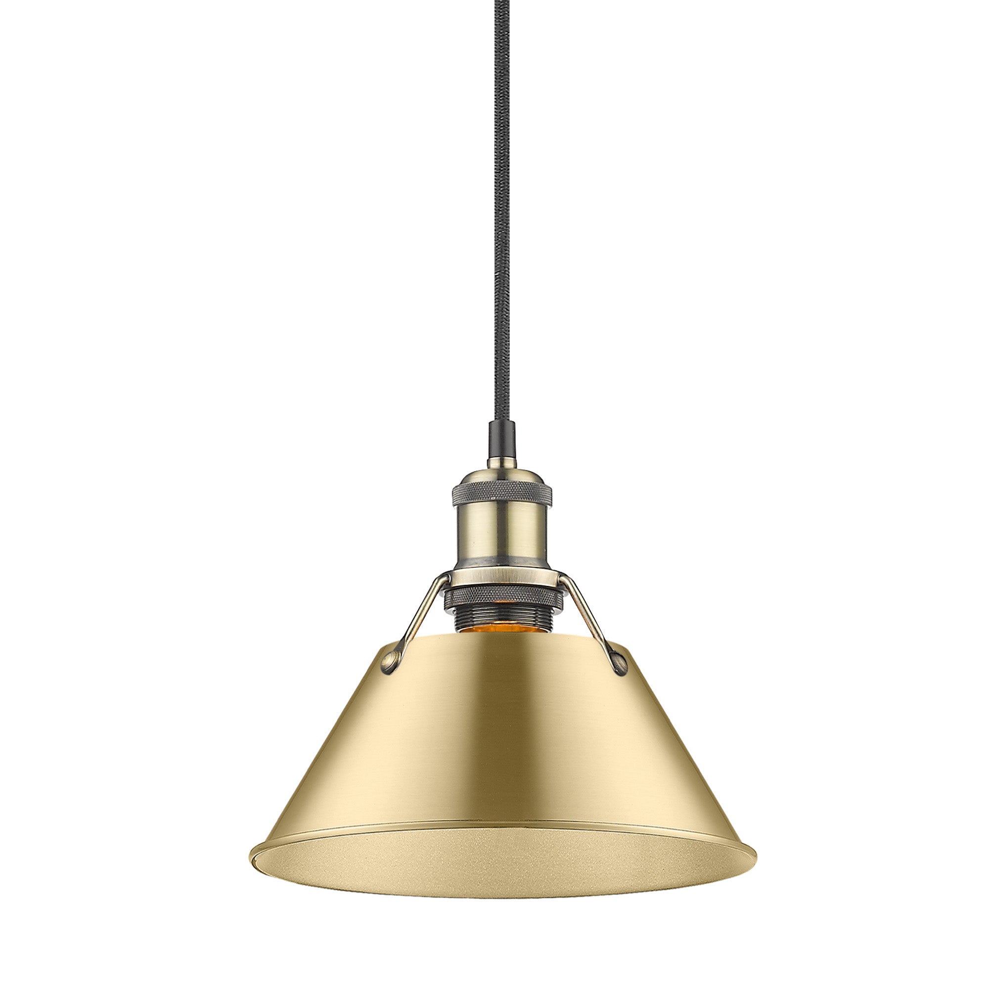Yep by Golden Lighting Orwell 1-light 8in Pendant in Aged Brass and Brushed Champagne Brass shade - - Golden Lighting