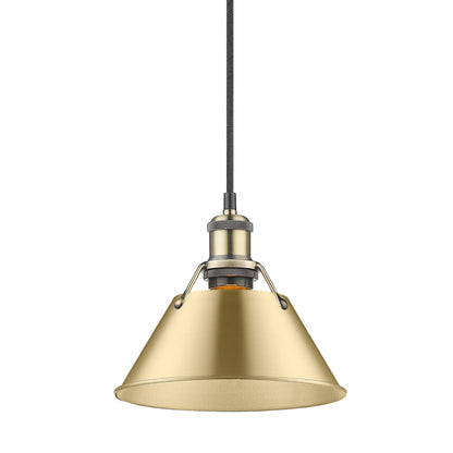 Yep by Golden Lighting Orwell 1-light 8in Pendant in Aged Brass and Brushed Champagne Brass shade - - Golden Lighting