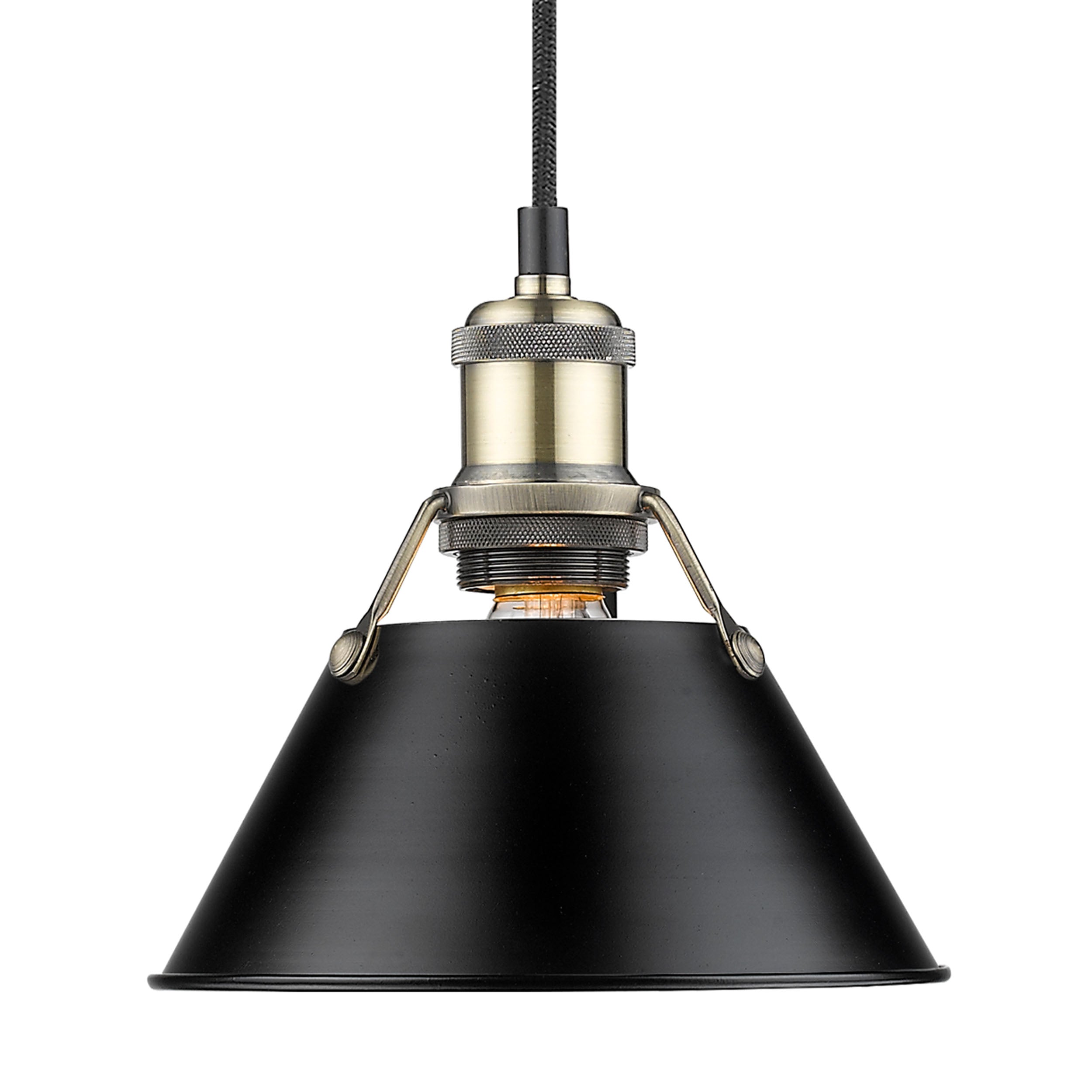 Yep by Golden Lighting Orwell 1-light 8in Pendant in Aged Brass and Matte Black shade - - Golden Lighting