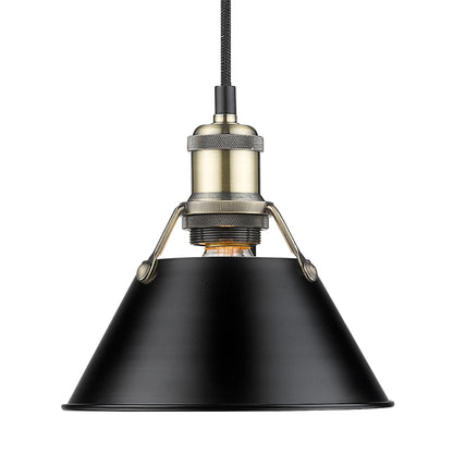 Yep by Golden Lighting Orwell 1-light 8in Pendant in Aged Brass and Matte Black shade - - Golden Lighting