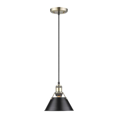 Yep by Golden Lighting Orwell 1-light 8in Pendant in Aged Brass and Matte Black shade - - Golden Lighting
