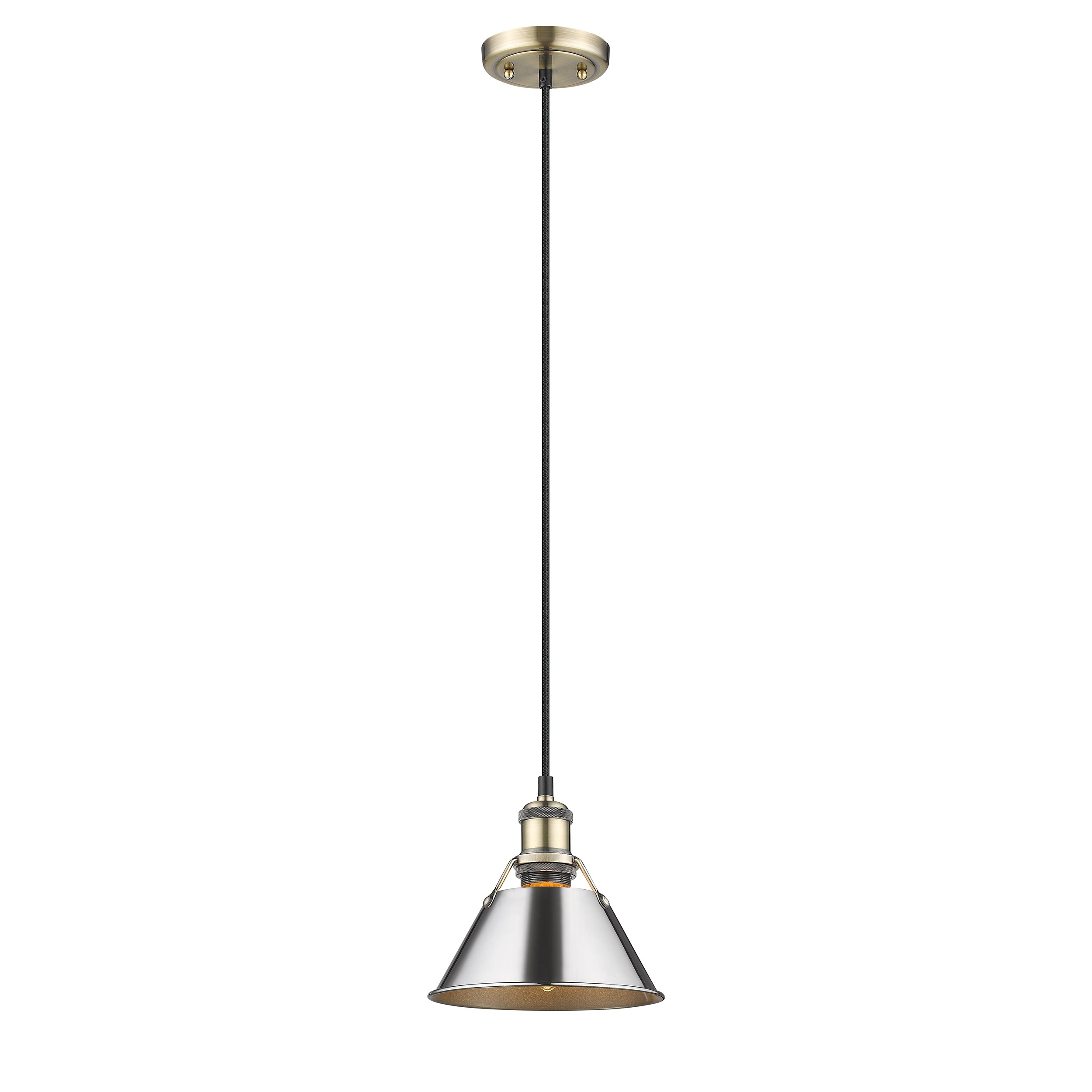 Yep by Golden Lighting Orwell 1-light 8in Pendant in Aged Brass and Chrome shade - - Golden Lighting