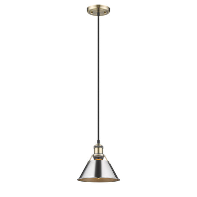 Yep by Golden Lighting Orwell 1-light 8in Pendant in Aged Brass and Chrome shade - - Golden Lighting