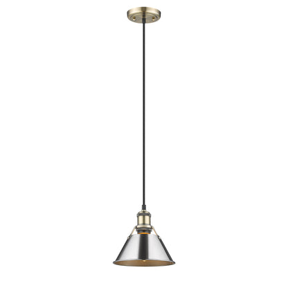 Yep by Golden Lighting Orwell 1-light 8in Pendant in Aged Brass and Chrome shade - - Golden Lighting