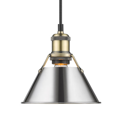 Yep by Golden Lighting Orwell 1-light 8in Pendant in Aged Brass and Chrome shade - - Golden Lighting