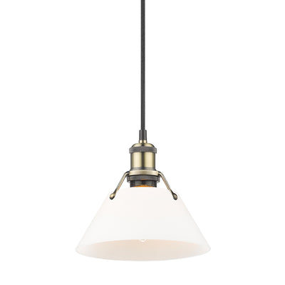 Yep by Golden Lighting Orwell 1-light 8in Pendant in Aged Brass and Opal Glass - - Golden Lighting