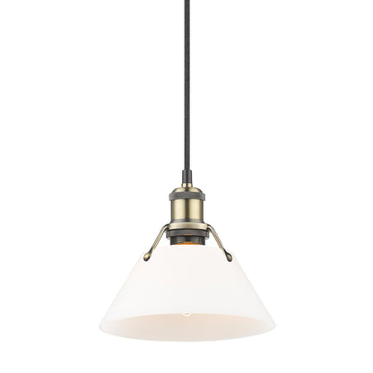 Yep by Golden Lighting Orwell 1-light 8in Pendant in Aged Brass and Opal Glass - - Golden Lighting