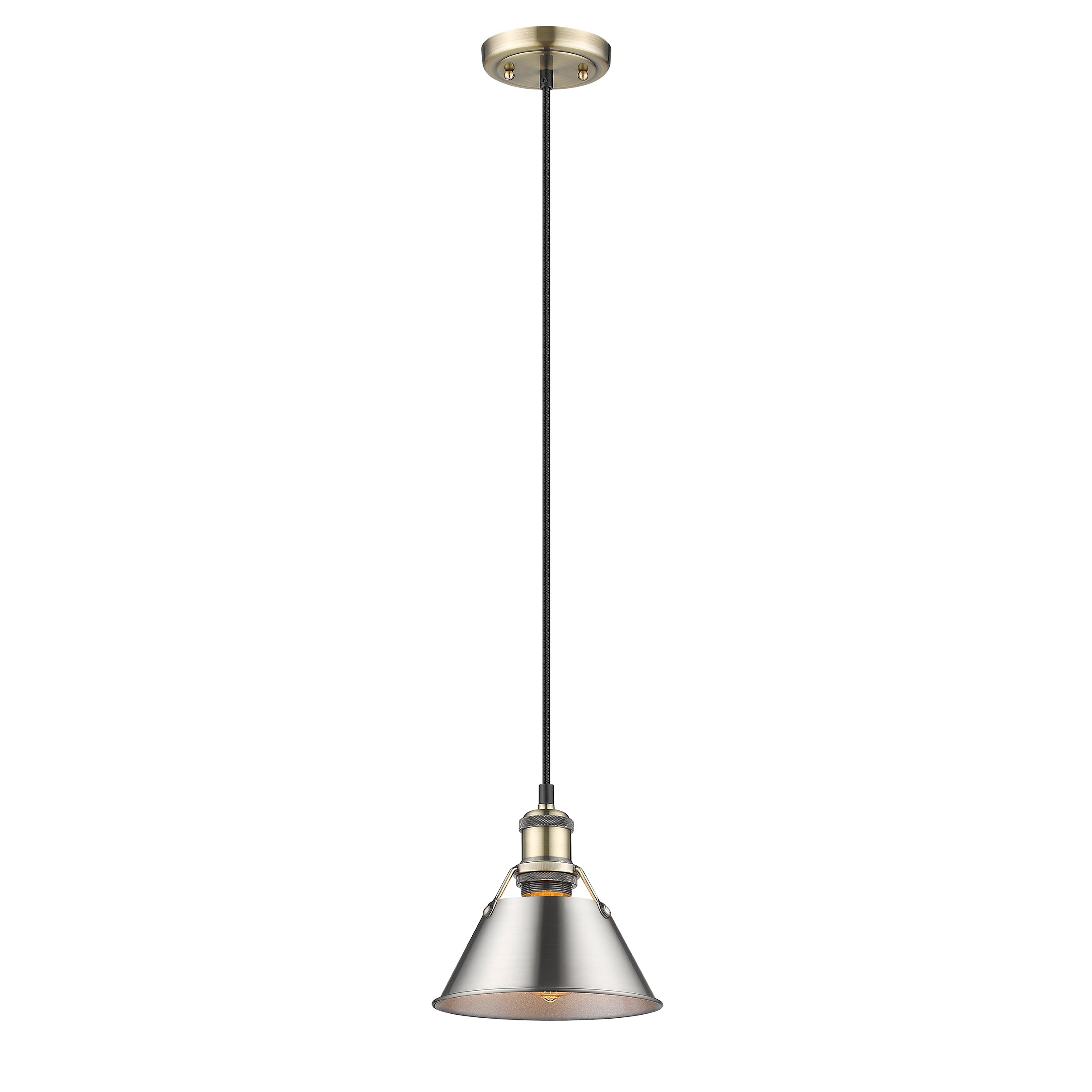 Yep by Golden Lighting Orwell 1-light 8in Pendant in Aged Brass and Pewter shade - - Golden Lighting