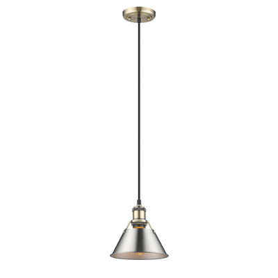 Yep by Golden Lighting Orwell 1-light 8in Pendant in Aged Brass and Pewter shade - - Golden Lighting