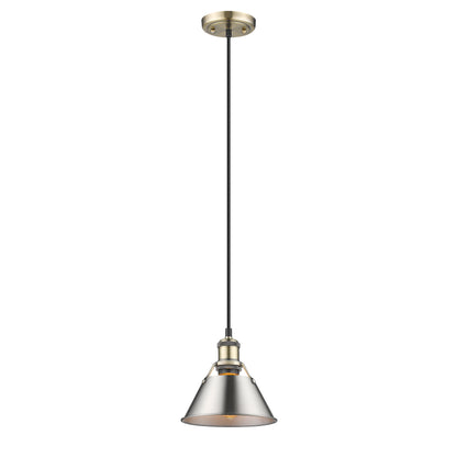Yep by Golden Lighting Orwell 1-light 8in Pendant in Aged Brass and Pewter shade - - Golden Lighting