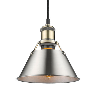Yep by Golden Lighting Orwell 1-light 8in Pendant in Aged Brass and Pewter shade - - Golden Lighting