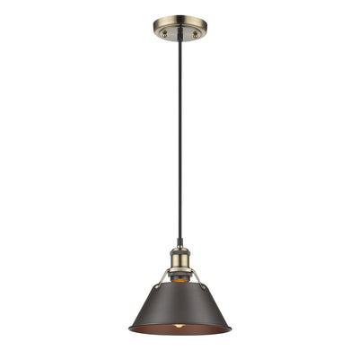 Yep by Golden Lighting Orwell 1-light 8in Pendant in Aged Brass and Rubbed Bronze shade - - Golden Lighting