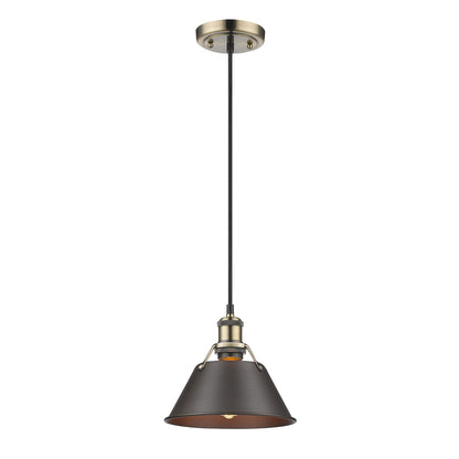 Yep by Golden Lighting Orwell 1-light 8in Pendant in Aged Brass and Rubbed Bronze shade - - Golden Lighting