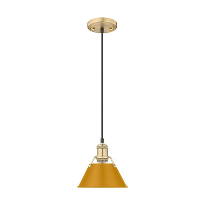 Yep by Golden Lighting Orwell 1-light 8in Pendant in Brushed Champagne Brass and Auric Yellow shade - - Golden Lighting