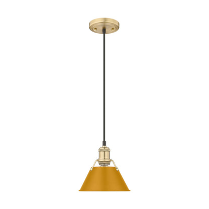 Yep by Golden Lighting Orwell 1-light 8in Pendant in Brushed Champagne Brass and Auric Yellow shade - - Golden Lighting