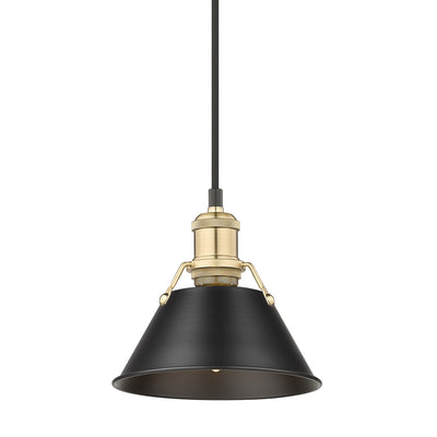 Yep by Golden Lighting Orwell 1-light 8in Pendant in Brushed Champagne Brass and Matte Black shade - - Golden Lighting