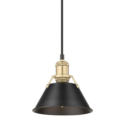 Yep by Golden Lighting Orwell 1-light 8in Pendant in Brushed Champagne Brass and Matte Black shade - - Golden Lighting