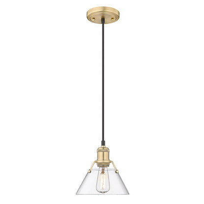 Yep by Golden Lighting Orwell 1-light 8in Pendant in Brushed Champagne Brass and Clear Glass - - Golden Lighting
