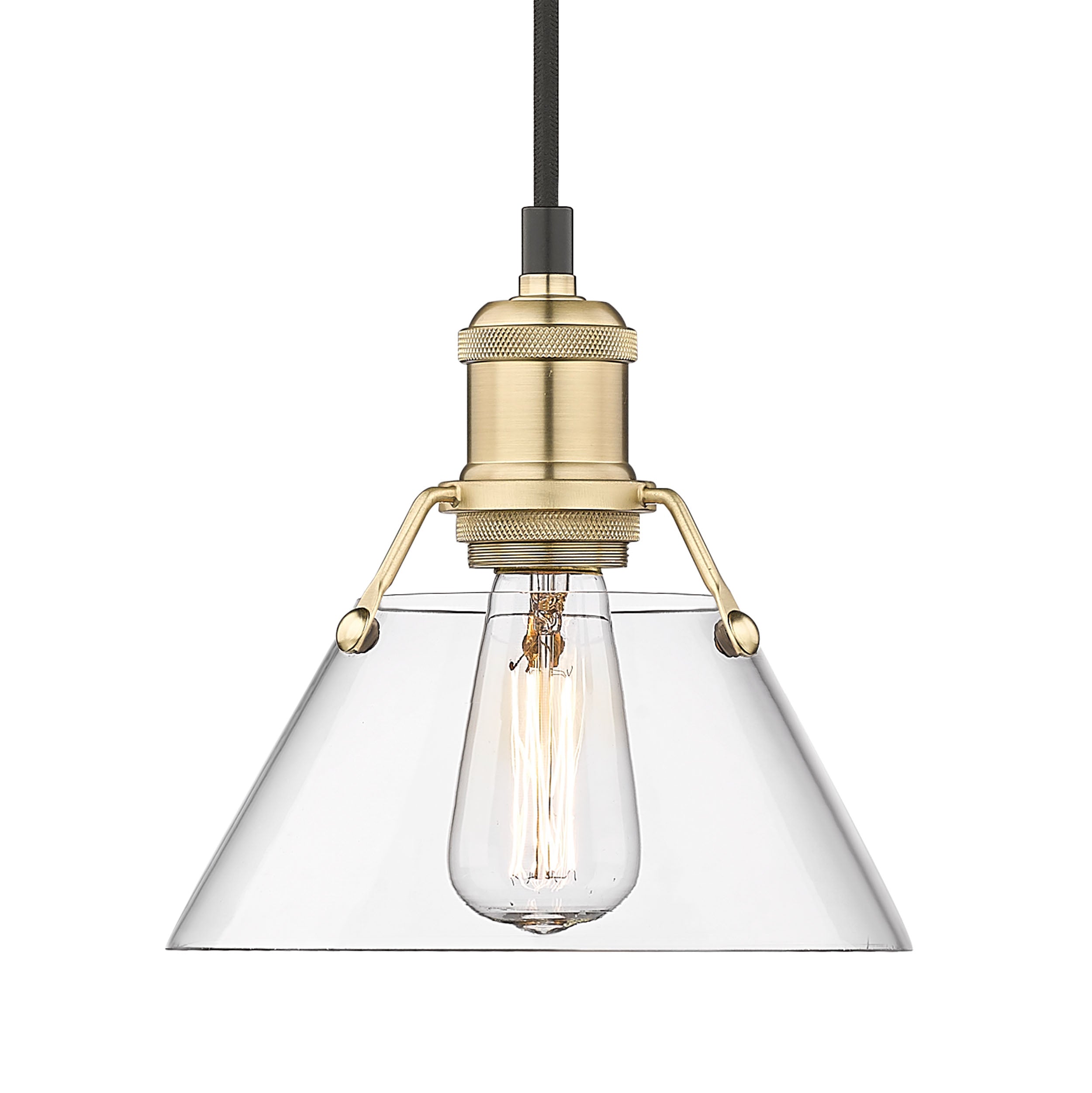 Yep by Golden Lighting Orwell 1-light 8in Pendant in Brushed Champagne Brass and Clear Glass - - Golden Lighting