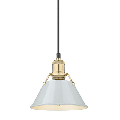 Yep by Golden Lighting Orwell 1-light 8in Pendant in Brushed Champagne Brass and Dusky Blue shade - - Golden Lighting