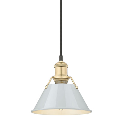 Yep by Golden Lighting Orwell 1-light 8in Pendant in Brushed Champagne Brass and Dusky Blue shade - - Golden Lighting