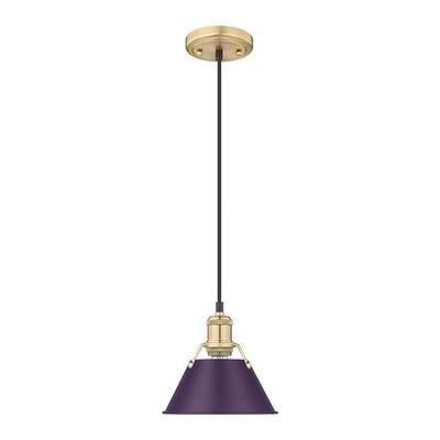 Yep by Golden Lighting Orwell 1-light 8in Pendant in Brushed Champagne Brass and Exotic Purple shade - - Golden Lighting