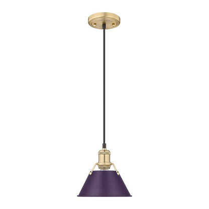 Yep by Golden Lighting Orwell 1-light 8in Pendant in Brushed Champagne Brass and Exotic Purple shade - - Golden Lighting