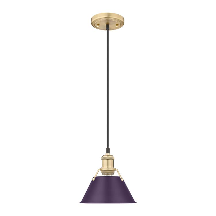 Yep by Golden Lighting Orwell 1-light 8in Pendant in Brushed Champagne Brass and Exotic Purple shade - - Golden Lighting