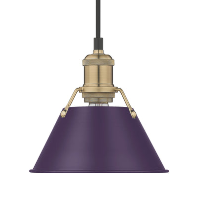 Yep by Golden Lighting Orwell 1-light 8in Pendant in Brushed Champagne Brass and Exotic Purple shade - - Golden Lighting
