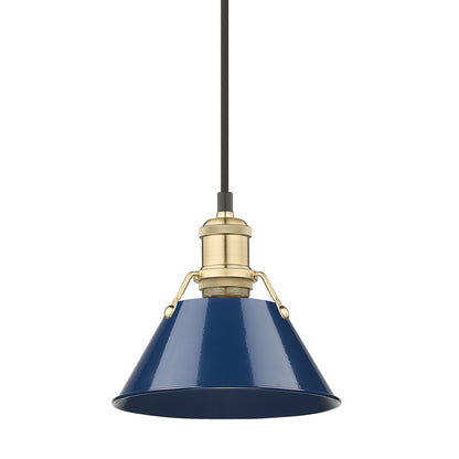 Yep by Golden Lighting Orwell 1-light 8in Pendant in Brushed Champagne Brass and Navy Blue shade - - Golden Lighting