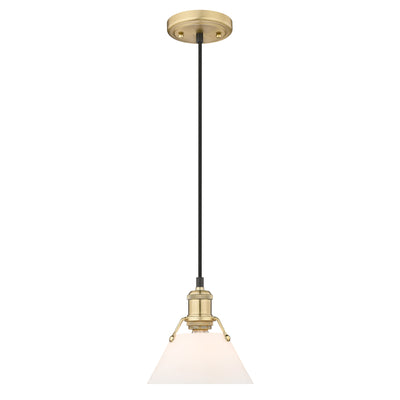 Yep by Golden Lighting Orwell 1-light 8in Pendant in Brushed Champagne Brass and Opal Glass - - Golden Lighting