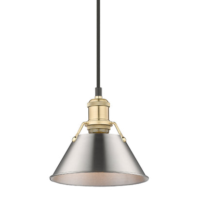 Yep by Golden Lighting Orwell 1-light 8in Pendant in Brushed Champagne Brass and Pewter shade - - Golden Lighting