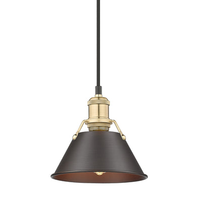 Yep by Golden Lighting Orwell 1-light 8in Pendant in Brushed Champagne Brass and Rubbed Bronze shade - - Golden Lighting