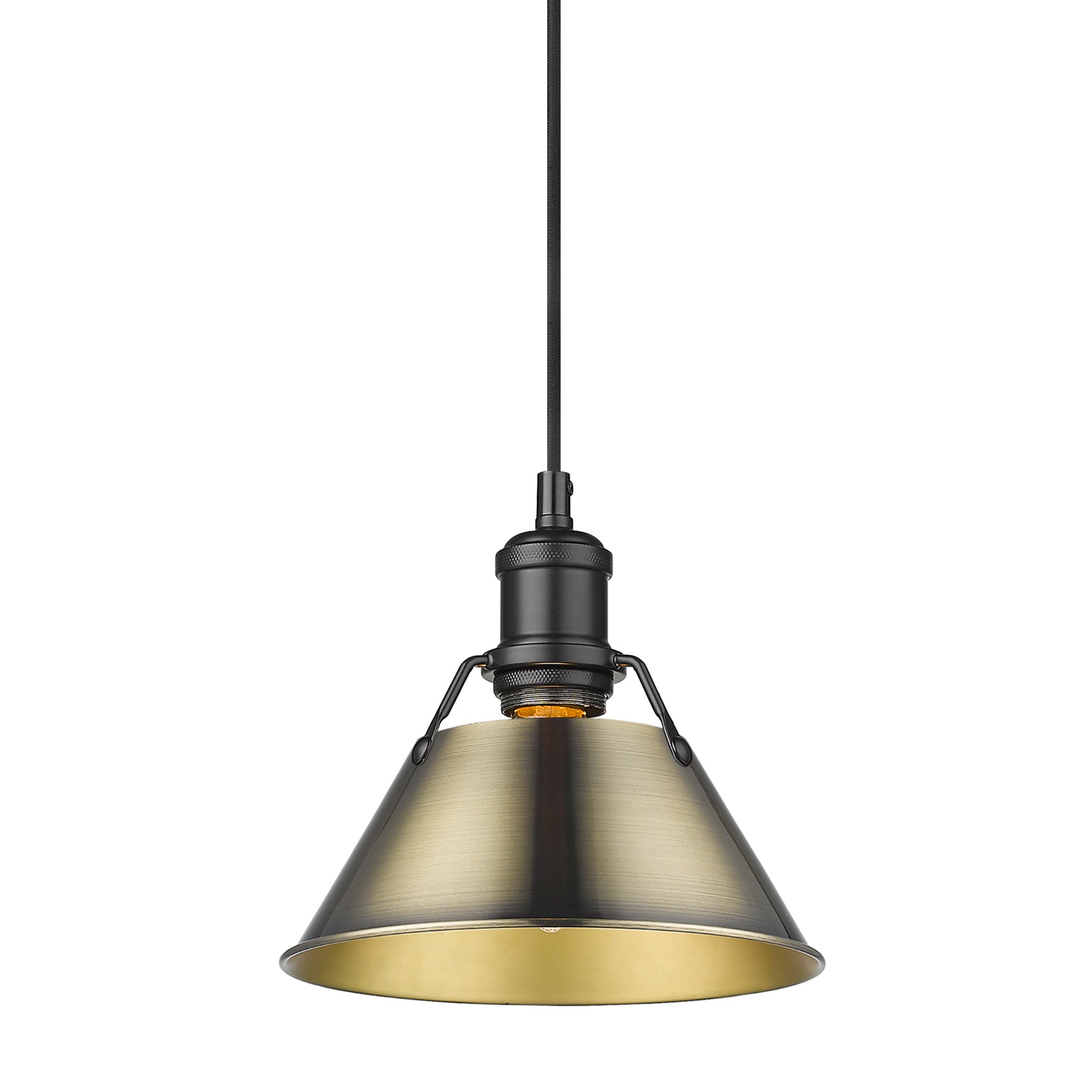 Yep by Golden Lighting Orwell 1-light 8in Pendant in Matte Black and Aged Brass shade - - Golden Lighting