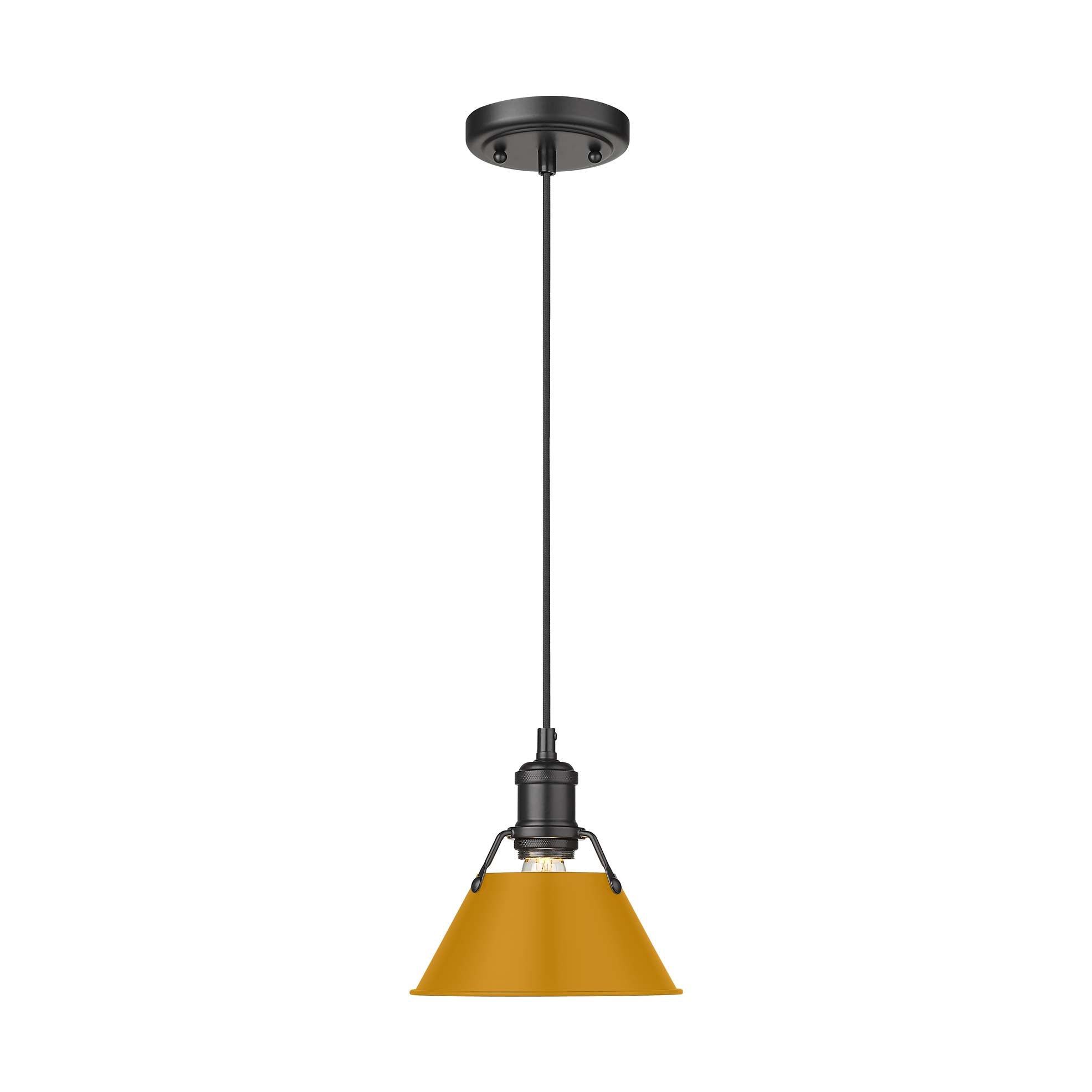 Yep by Golden Lighting Orwell 1-light 8in Pendant in Matte Black and Auric Yellow shade - - Golden Lighting