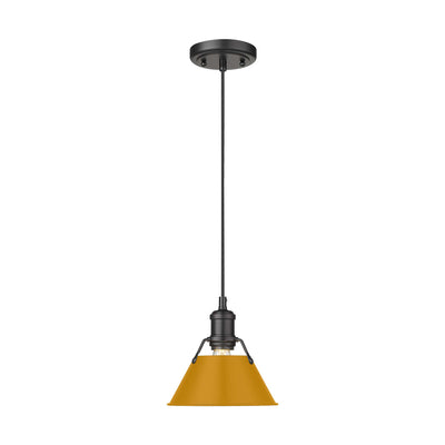 Yep by Golden Lighting Orwell 1-light 8in Pendant in Matte Black and Auric Yellow shade - - Golden Lighting