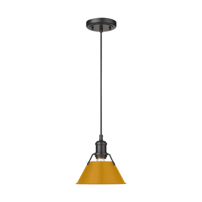 Yep by Golden Lighting Orwell 1-light 8in Pendant in Matte Black and Auric Yellow shade - - Golden Lighting