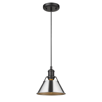 Yep by Golden Lighting Orwell 1-light 8in Pendant in Matte Black and Chrome shade - - Golden Lighting