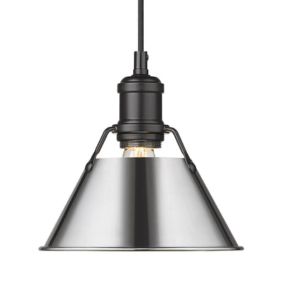 Yep by Golden Lighting Orwell 1-light 8in Pendant in Matte Black and Chrome shade - - Golden Lighting
