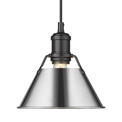 Yep by Golden Lighting Orwell 1-light 8in Pendant in Matte Black and Chrome shade - - Golden Lighting