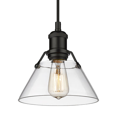 Yep by Golden Lighting Orwell 1-light 8in Pendant in Matte Black and Clear Glass - - Golden Lighting