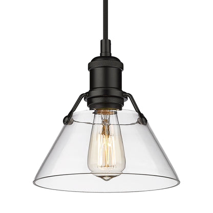 Yep by Golden Lighting Orwell 1-light 8in Pendant in Matte Black and Clear Glass - - Golden Lighting