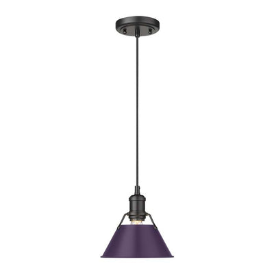 Yep by Golden Lighting Orwell 1-light 8in Pendant in Matte Black and Exotic Purple shade - - Golden Lighting