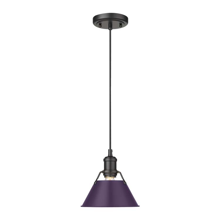 Yep by Golden Lighting Orwell 1-light 8in Pendant in Matte Black and Exotic Purple shade - - Golden Lighting
