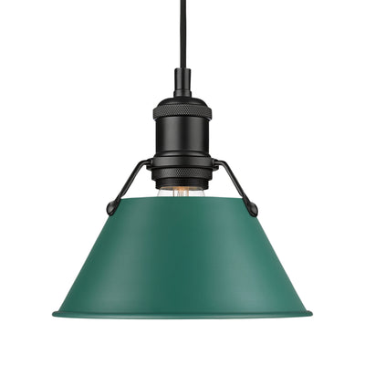 Yep by Golden Lighting Orwell 1-light 8in Pendant in Matte Black and Pine Green shade - - Golden Lighting