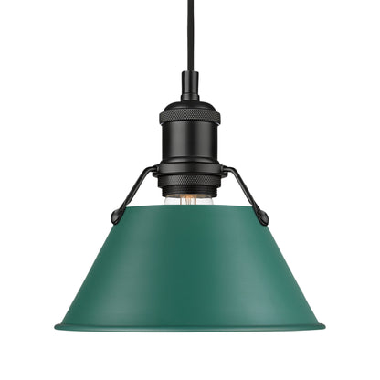 Yep by Golden Lighting Orwell 1-light 8in Pendant in Matte Black and Pine Green shade - - Golden Lighting