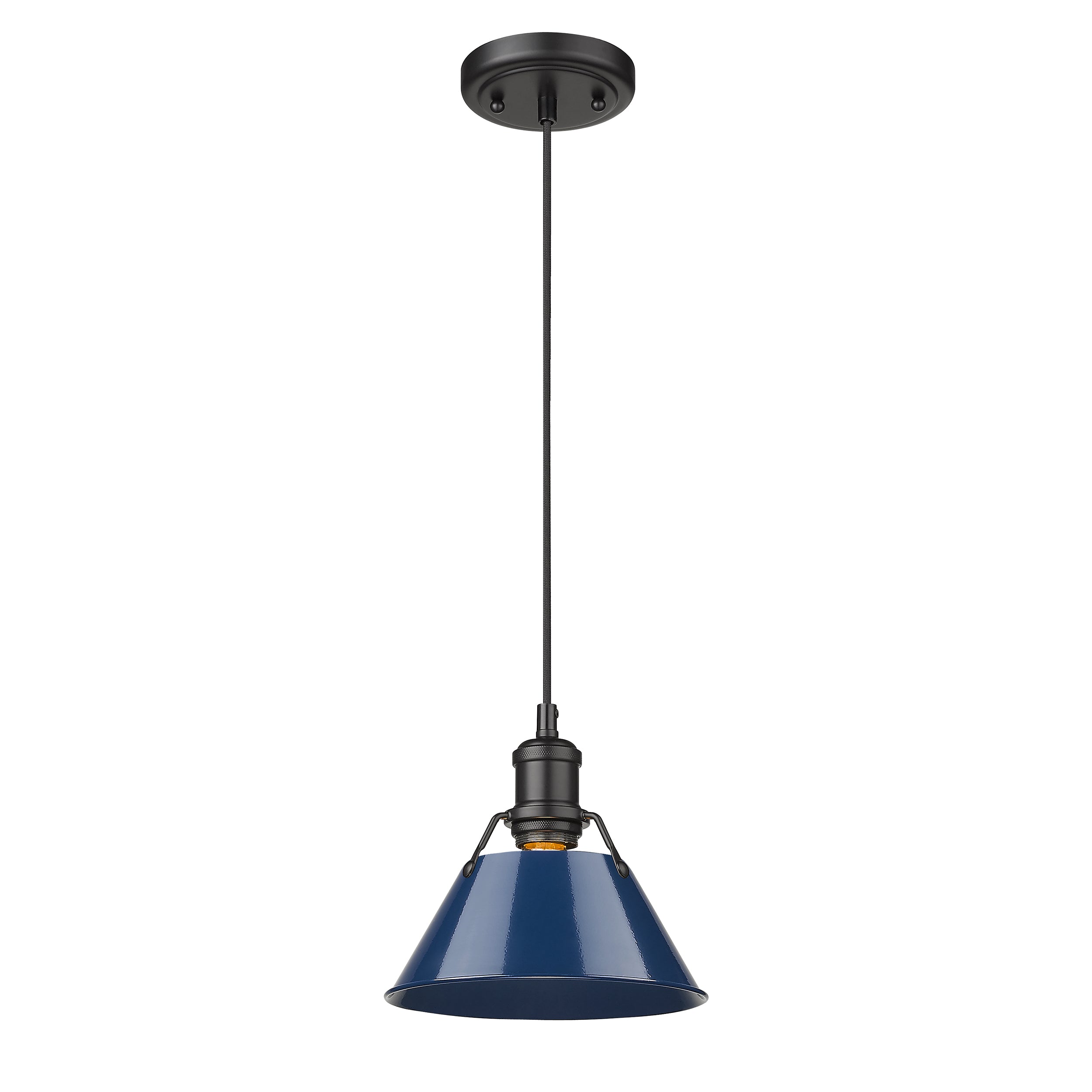 Yep by Golden Lighting Orwell 1-light 8in Pendant in Matte Black and Navy Blue shade - - Golden Lighting