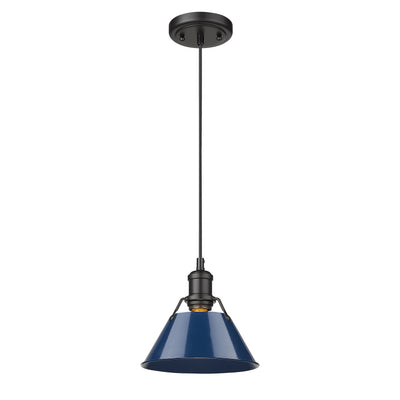 Yep by Golden Lighting Orwell 1-light 8in Pendant in Matte Black and Navy Blue shade - - Golden Lighting